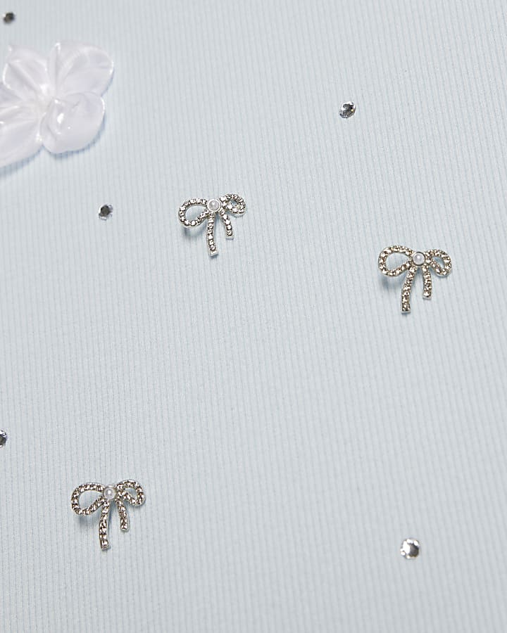 Girls Blue Floral Charm T-Shirt