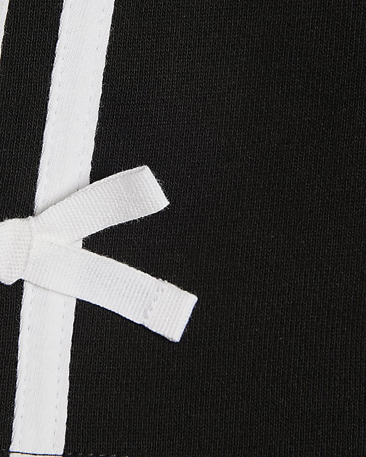Girls Black Side Stripe Glitter Band Shorts