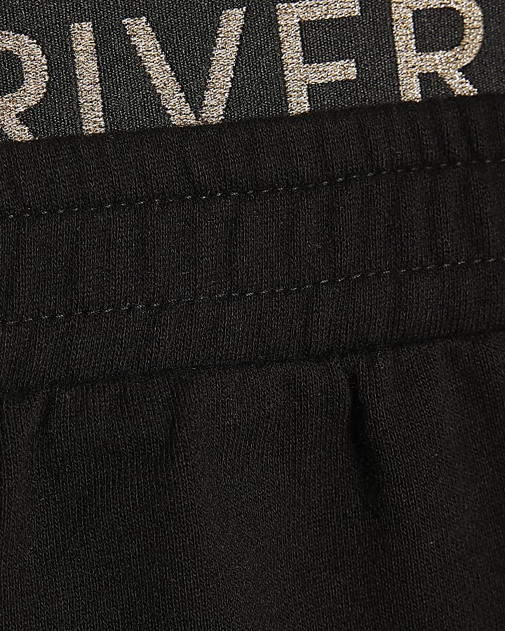 Girls Black Side Stripe Glitter Band Shorts