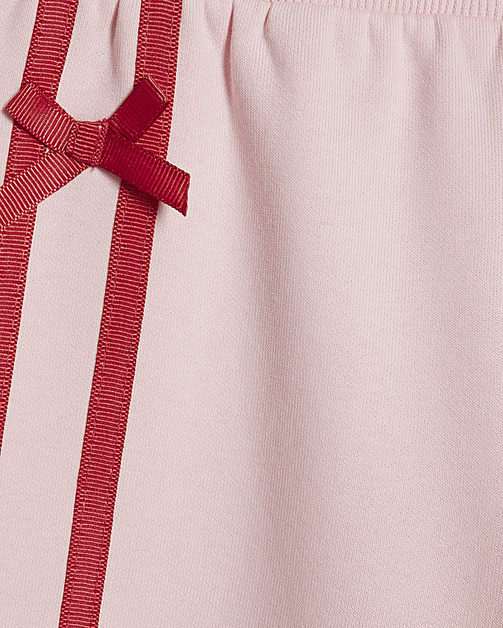 Girls Pink Bow Tracksuit Set