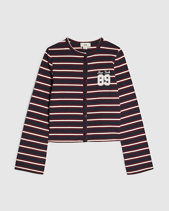 Girls Navy Stripe 89 Cardigan