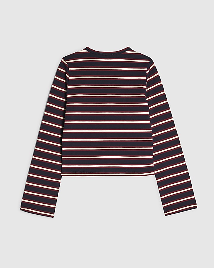 Girls Navy Stripe 89 Cardigan