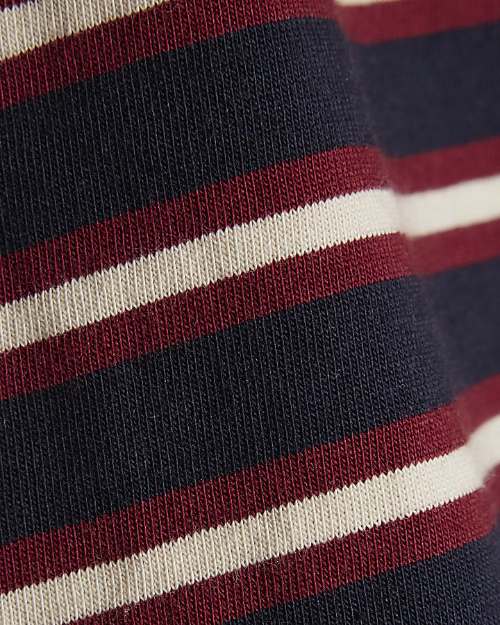 Girls Navy Stripe Cold Shoulder Top