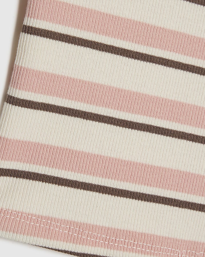 Girls Pink Stripe Bow T-Shirt