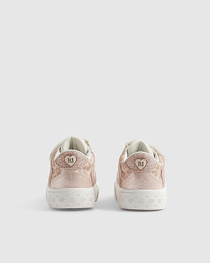 Mini Girls White Monogram Glitter Trainers