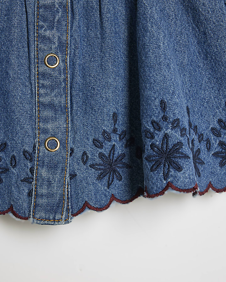 Baby Girls Blue Floral Denim Dress