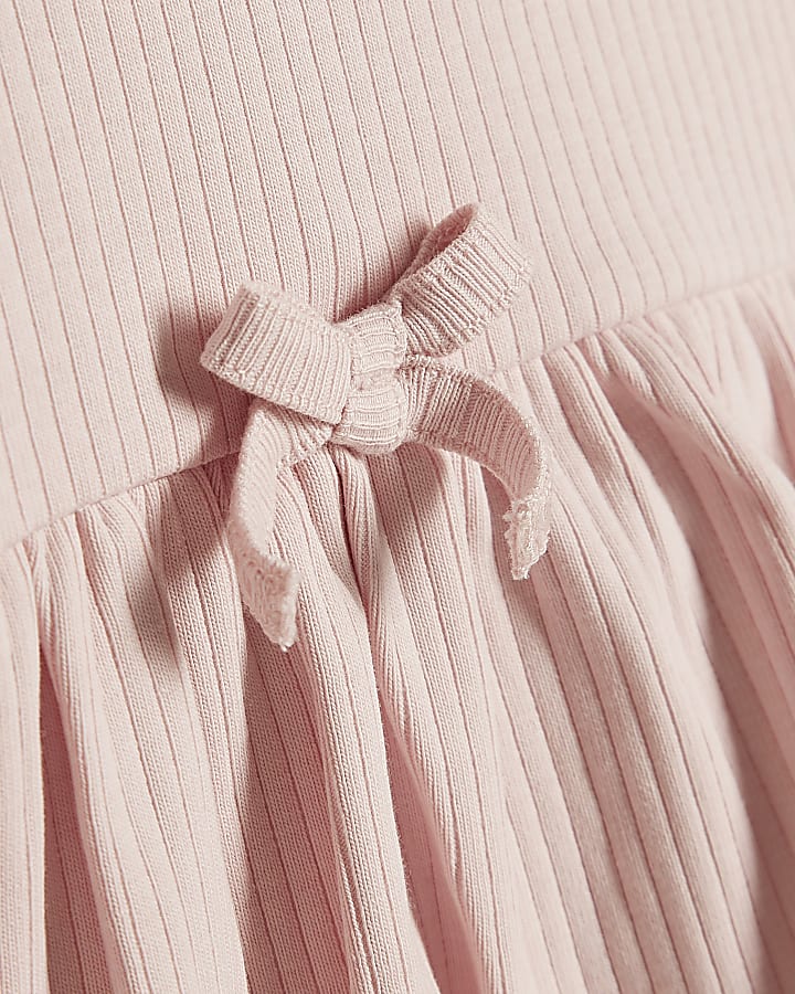 Mini Girls Pink Ribbed Top & Leggings Set