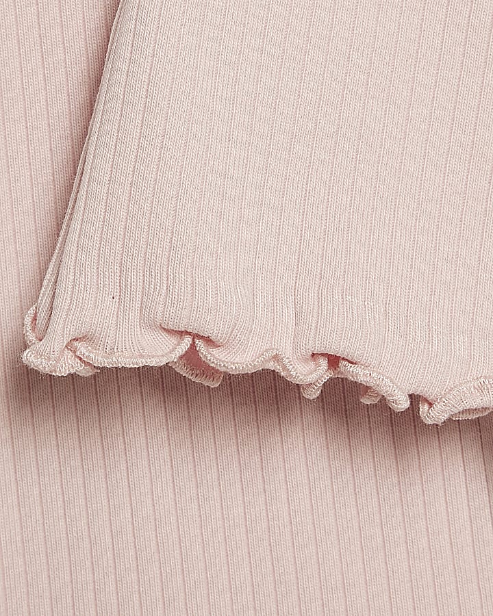 Mini Girls Pink Ribbed Top & Leggings Set