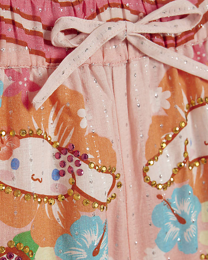 Girls Pink Hello Kitty Beach Shirt Set