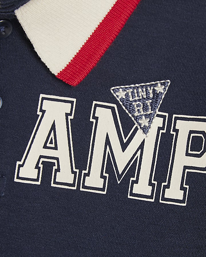 Baby Boys Navy Varsity Badge Top Set