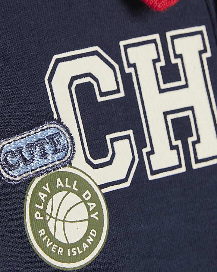 Baby Boys Navy Varsity Badge Top Set