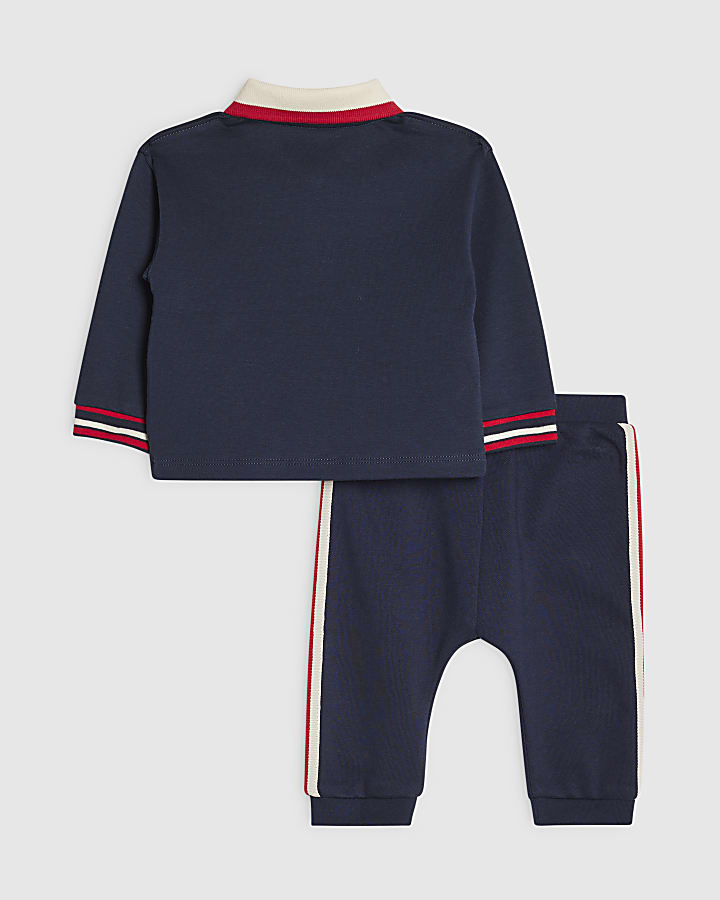 Baby Boys Navy Varsity Badge Top Set