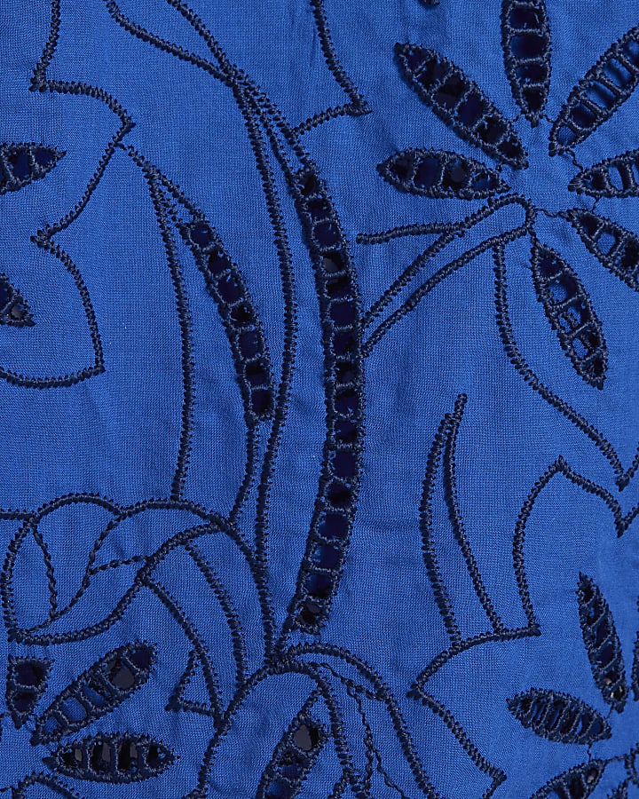 Girls Blue Laser Cut Trousers Set