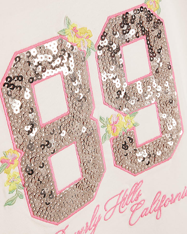 Girls Pink 89 Sequin Number T-Shirt