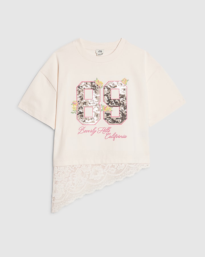 Girls Pink 89 Sequin Number T-Shirt