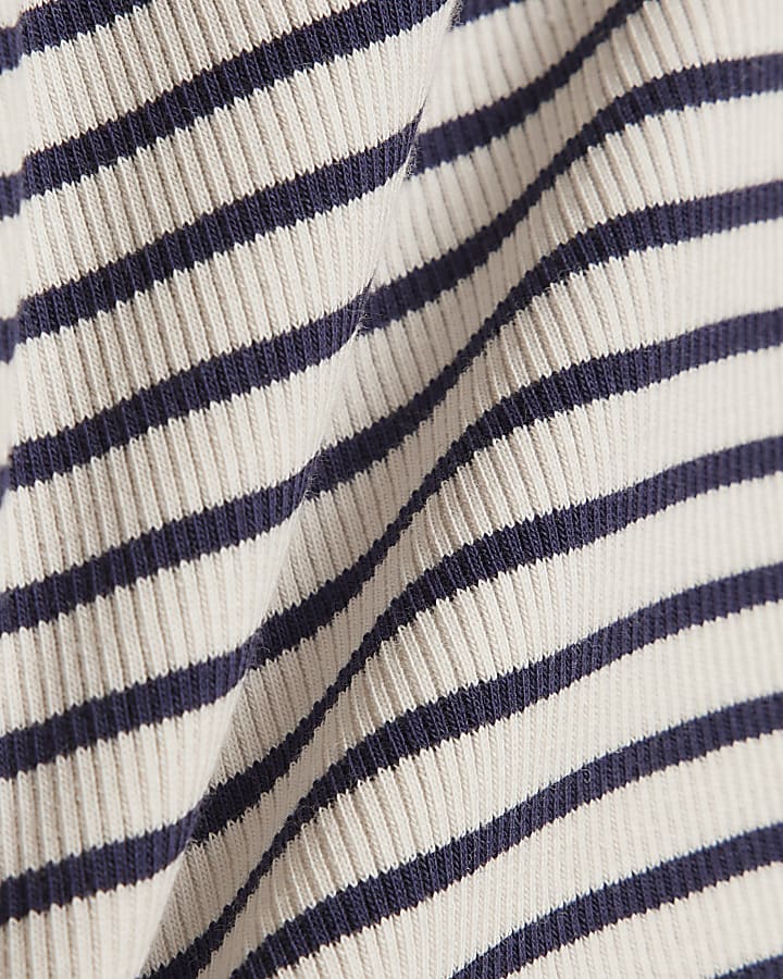Girls Navy Stripe Pearl Heart T-Shirt