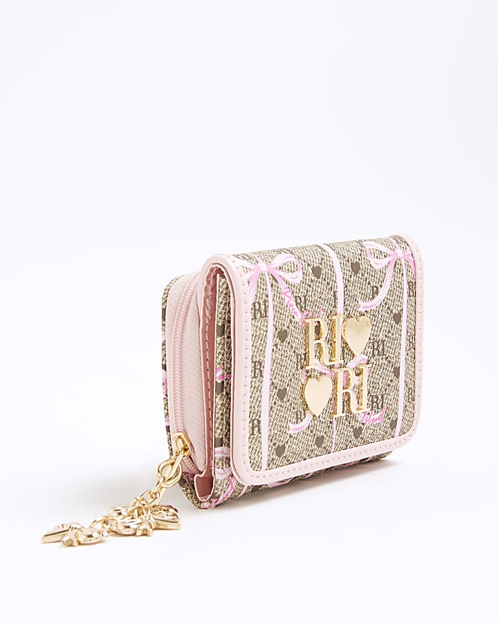 Girls Brown Monogram Bow Purse