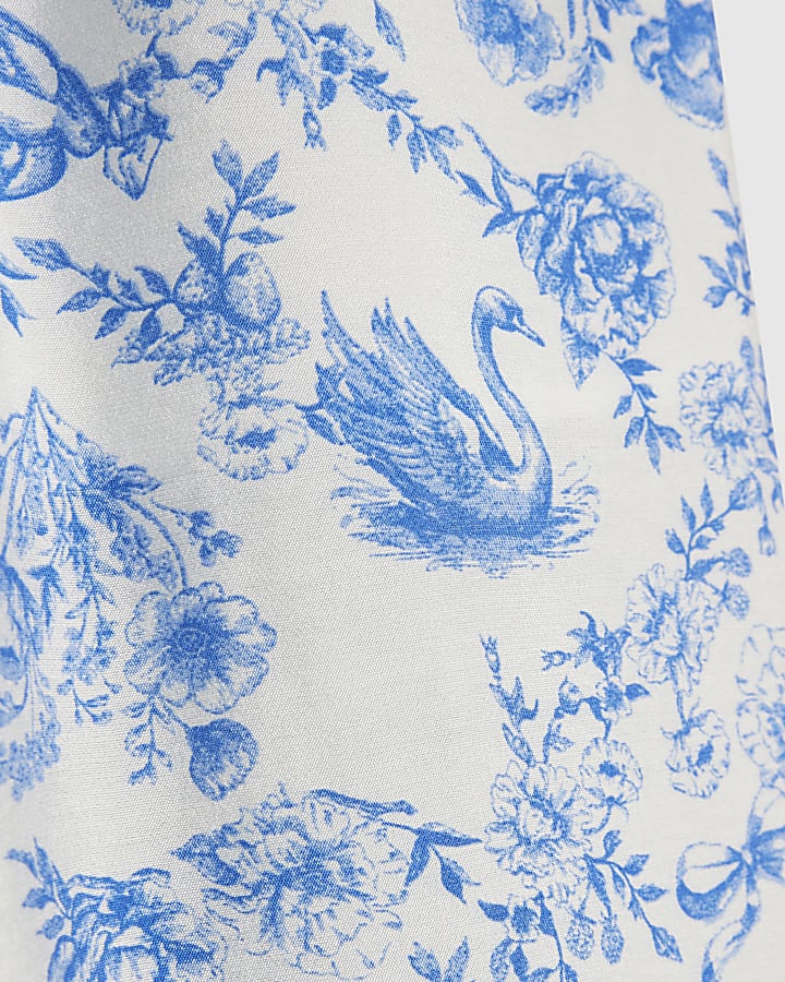 Girls Blue Toile Print Trousers