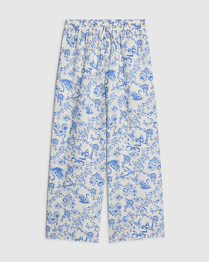 Girls Blue Toile Print Trousers