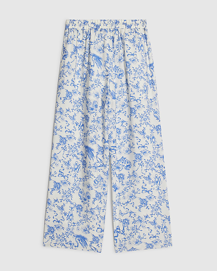 Girls Blue Toile Print Trousers