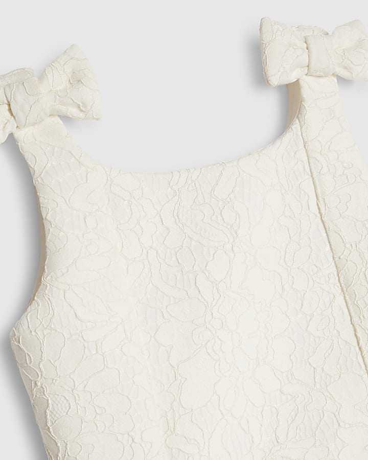Mini Girls White Lace Bow Dress