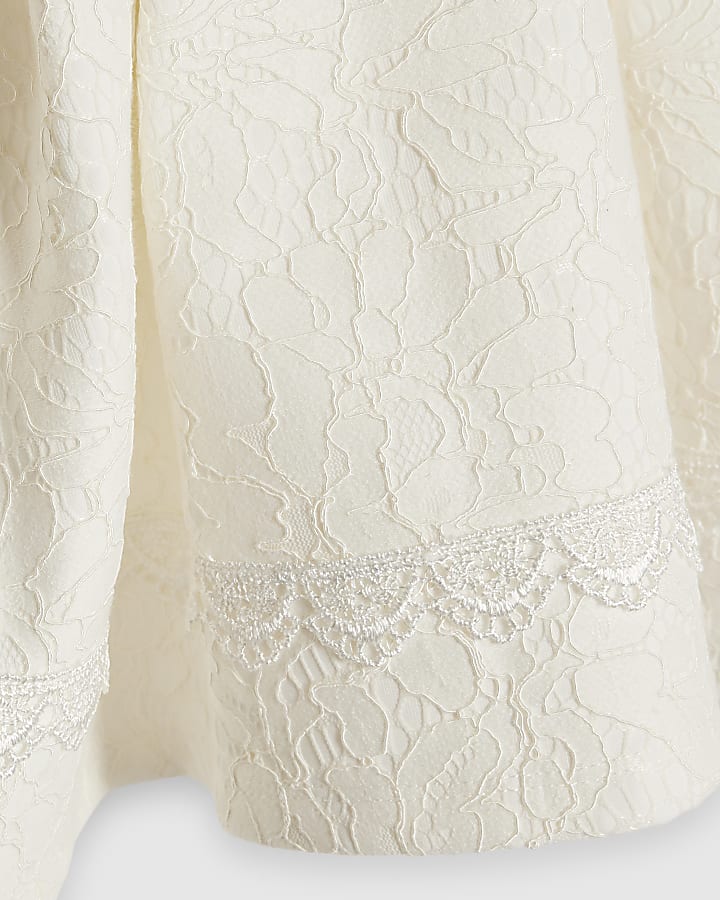 Mini Girls White Lace Bow Dress