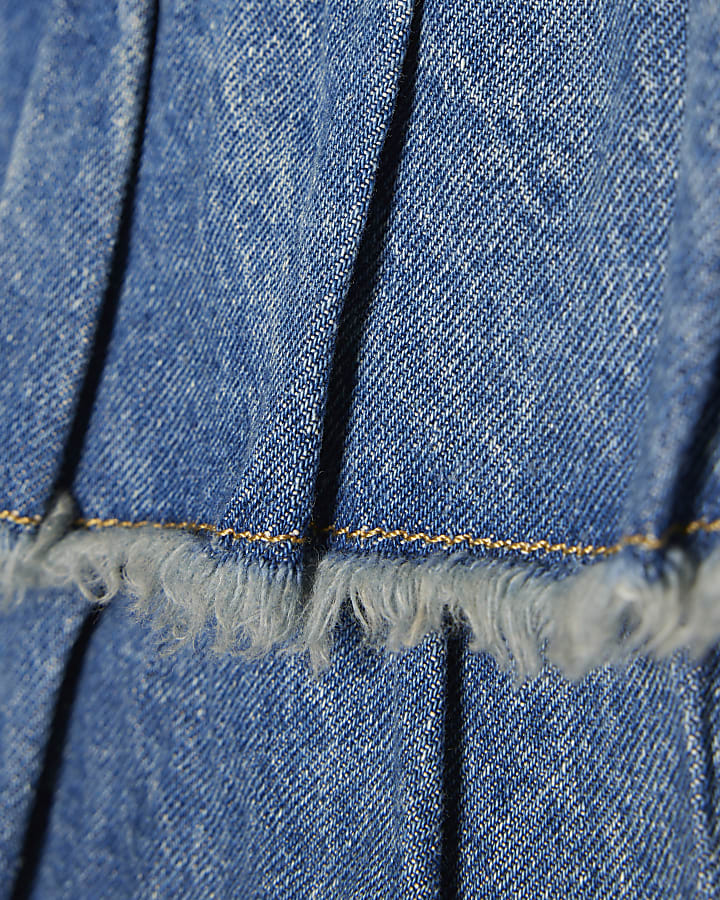 Girls Blue Denim Rara Skirt And Bow Keyring