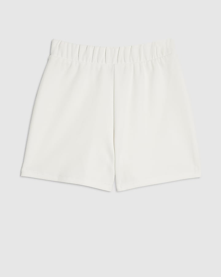 Girls White Textured Bow Skort