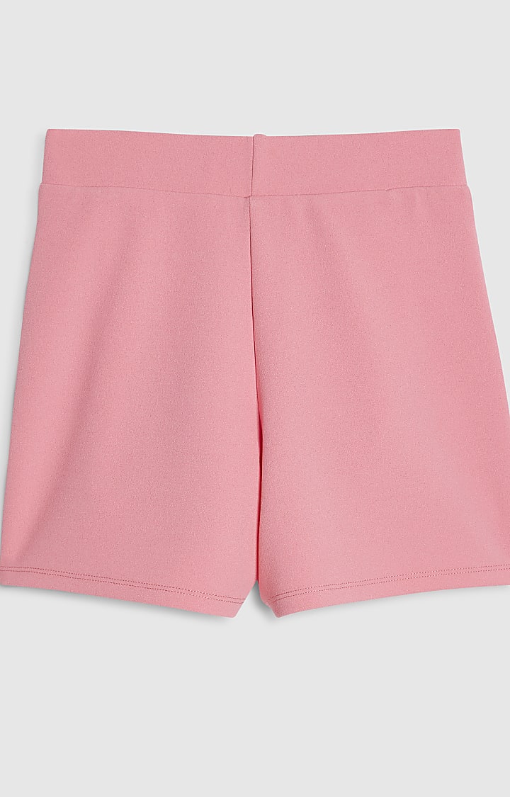Girls Pink Textured Bow Shorts