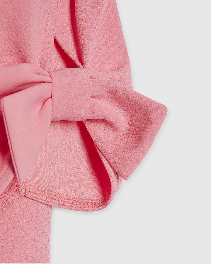 Girls Pink Puff Sleeve Top