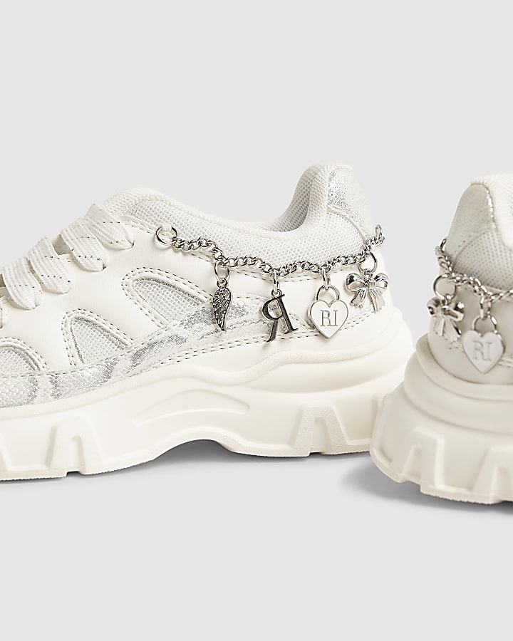 Girls White Chunky Charm Trainers