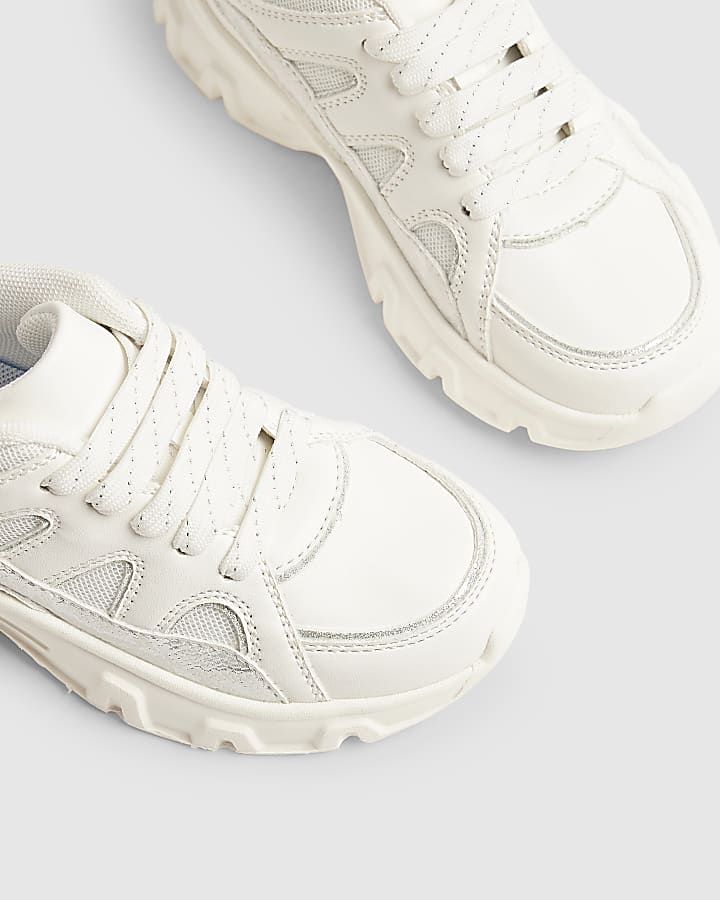 Girls White Chunky Charm Trainers
