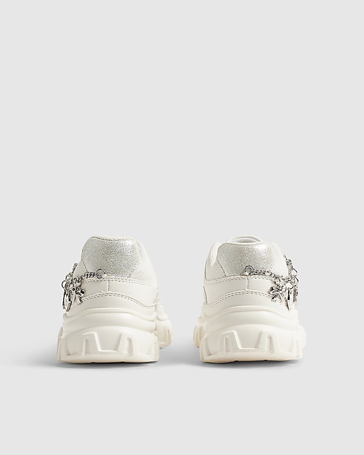 Girls White Chunky Charm Trainers