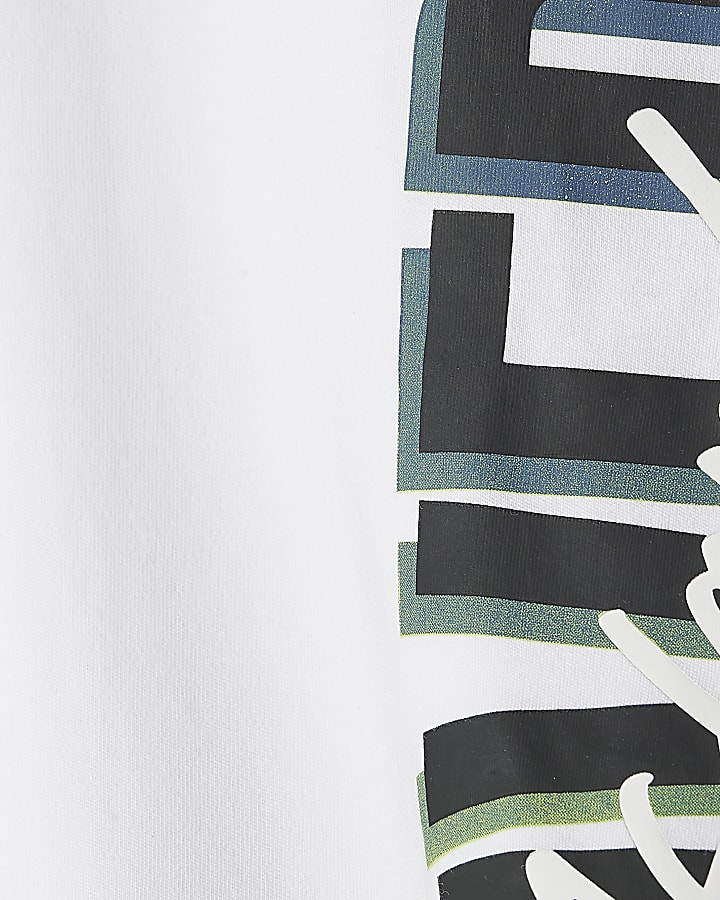 Boys White RI Branded T-Shirt And Joggers Set