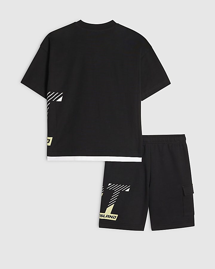 Boys Black RI T-Shirt And Shorts Set