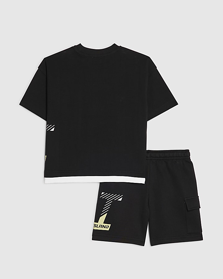 Mini Boys Black RI T-Shirt & Shorts Set