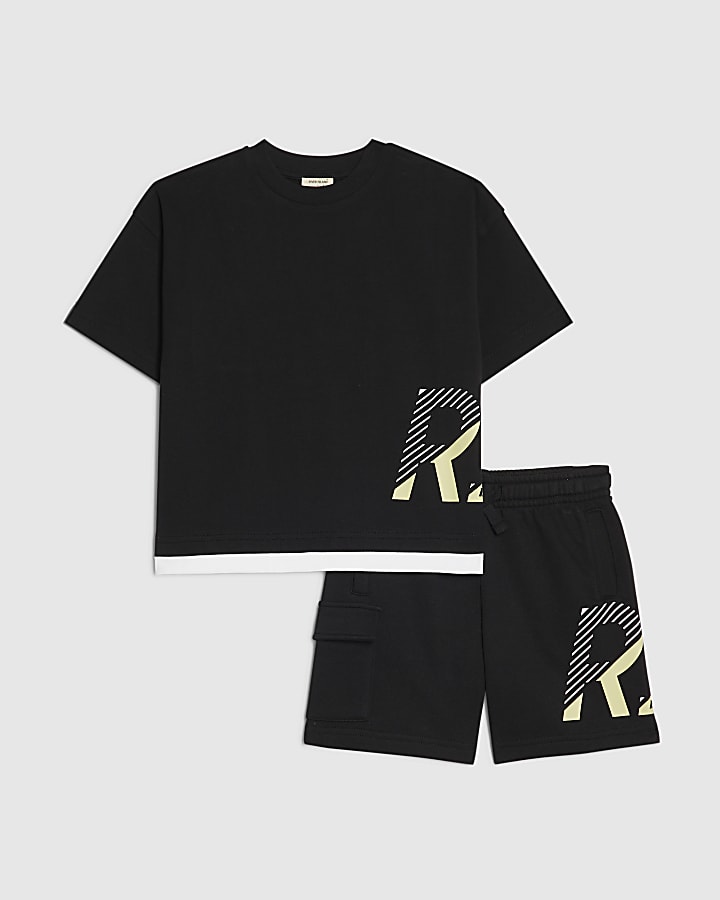 Mini Boys Black RI T-Shirt & Shorts Set