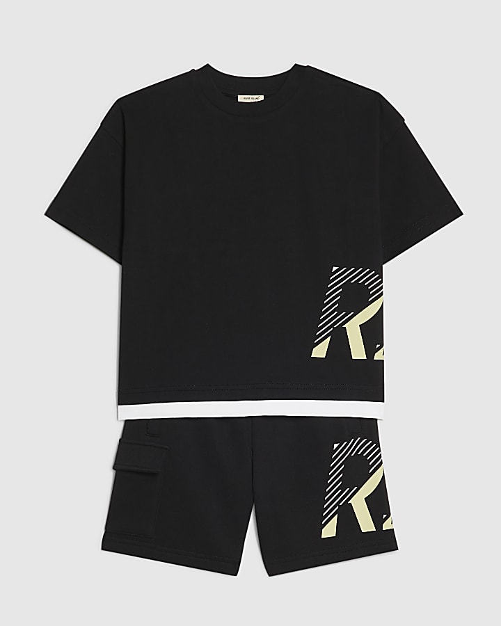 Mini Boys Black RI T-Shirt & Shorts Set
