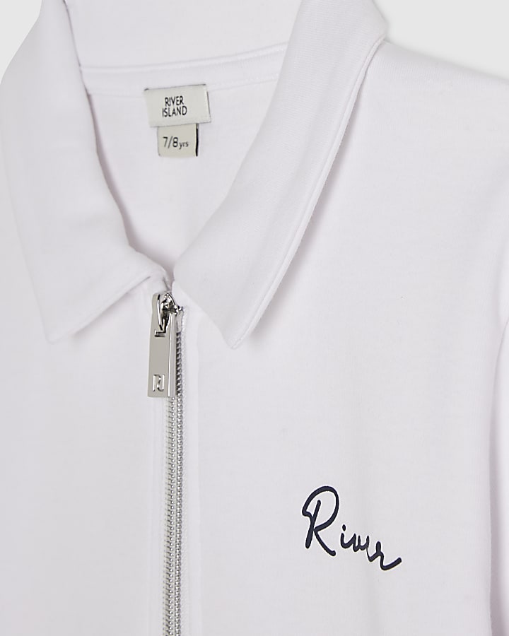 Boys White RI Polo Shirt And Shorts Set