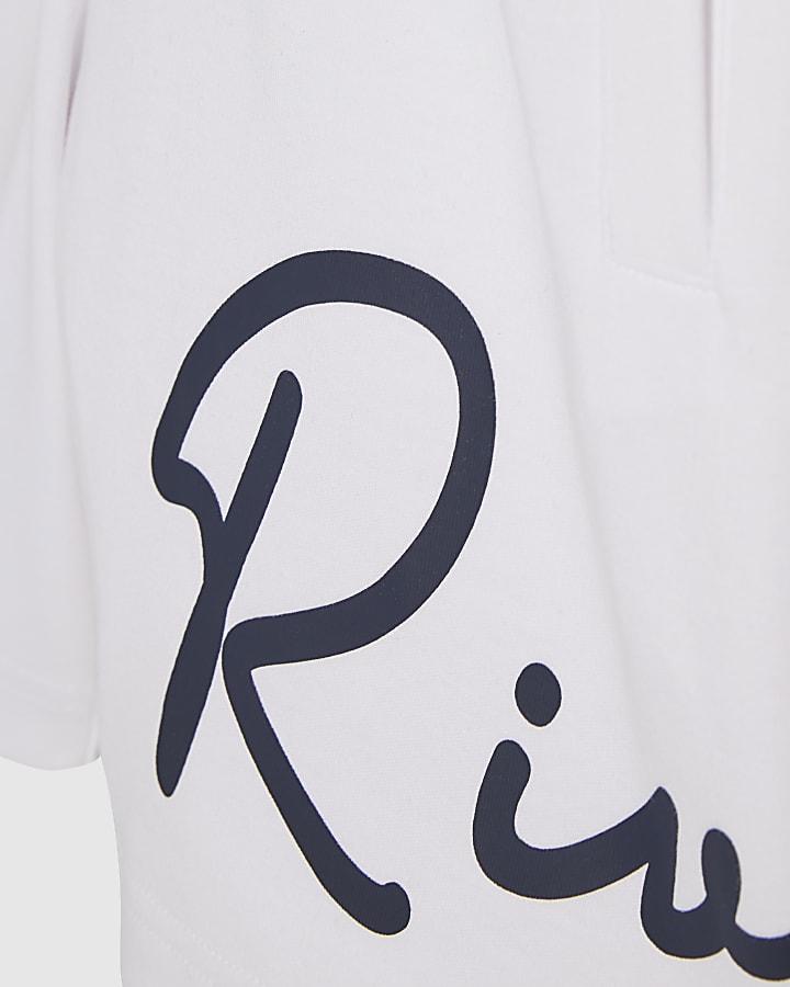 Boys White RI Polo Shirt And Shorts Set