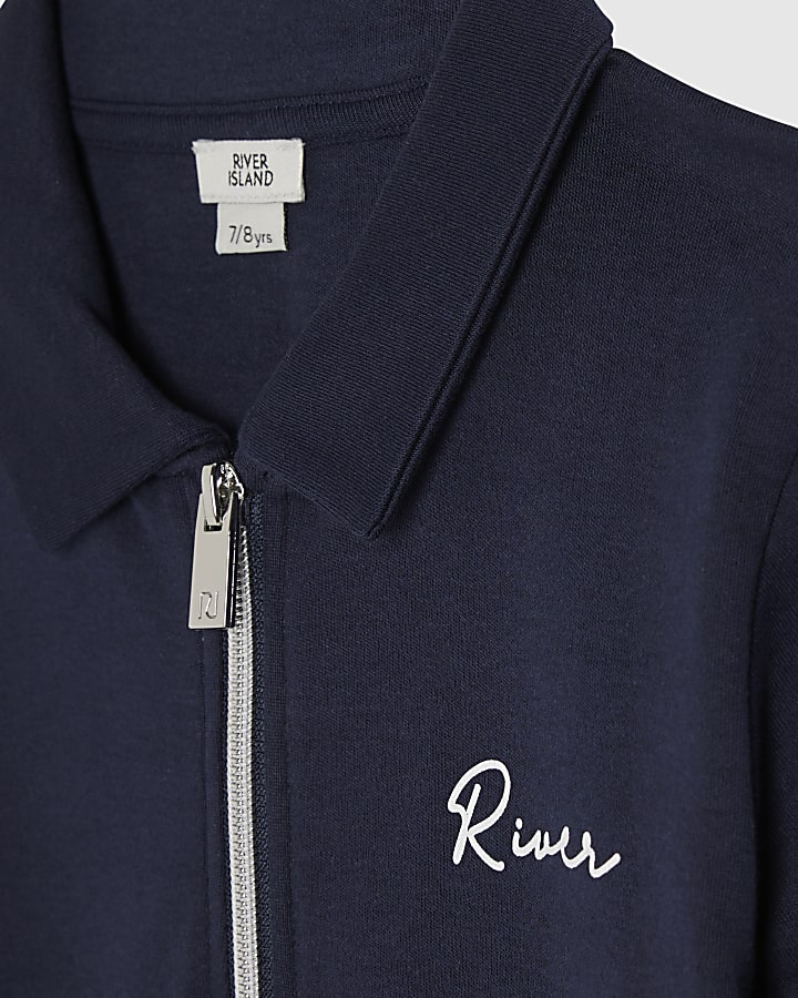Boys Navy RI Polo Shirt And Shorts Set