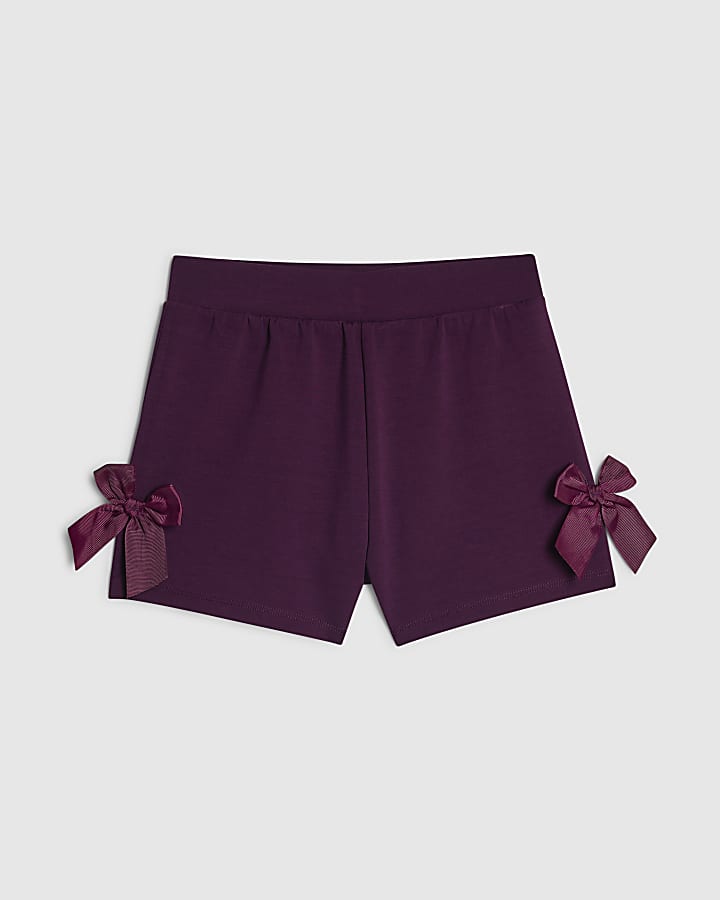 Girls Purple Premium Bow Shorts