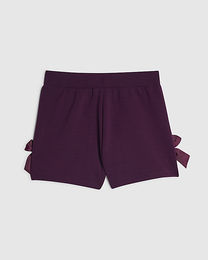 Girls Purple Premium Bow Shorts