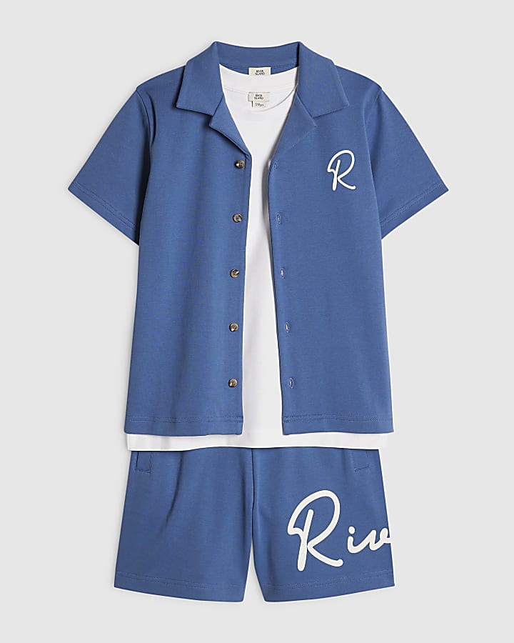 Boys Blue RI 3 Piece Shirt Set