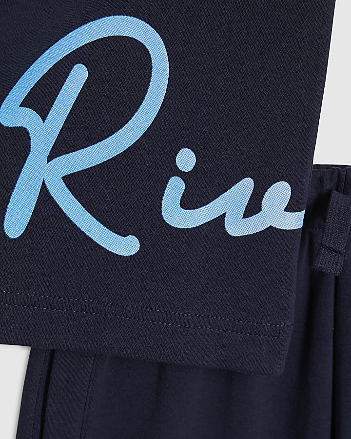 Boys Navy RI Branded Vest & Short Set