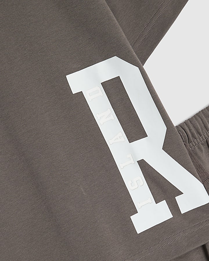 Boys Brown RI Branded T-Shirt And Shorts Set