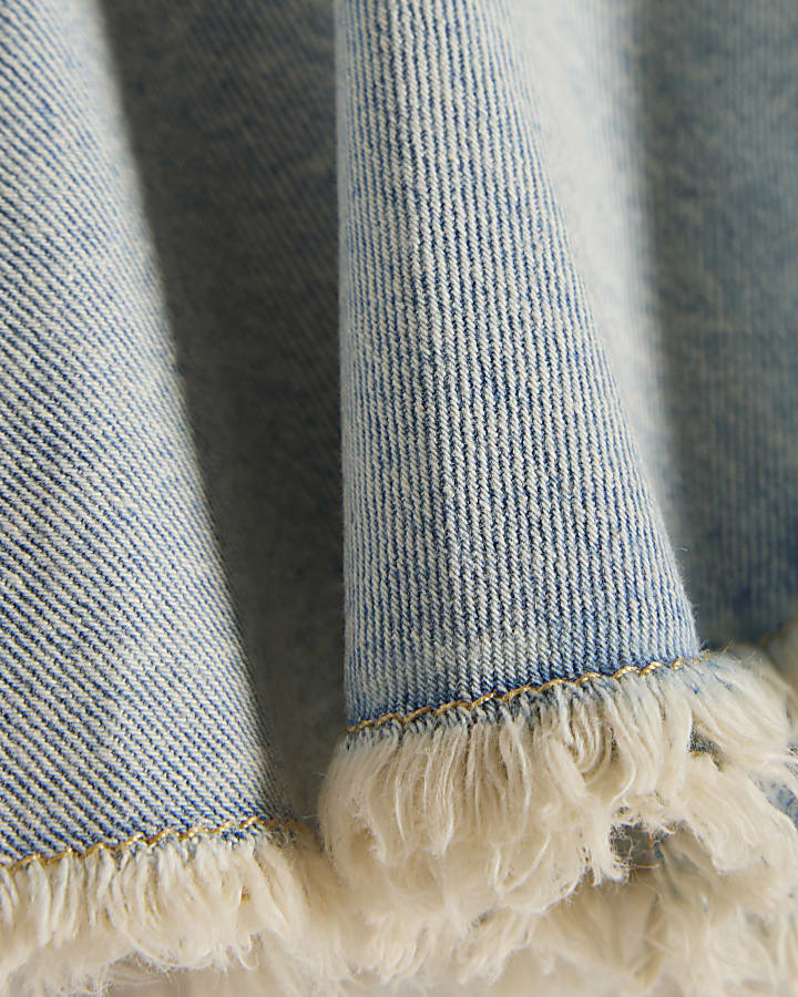 Girls Blue Asymmetric Keychain Denim Skirt