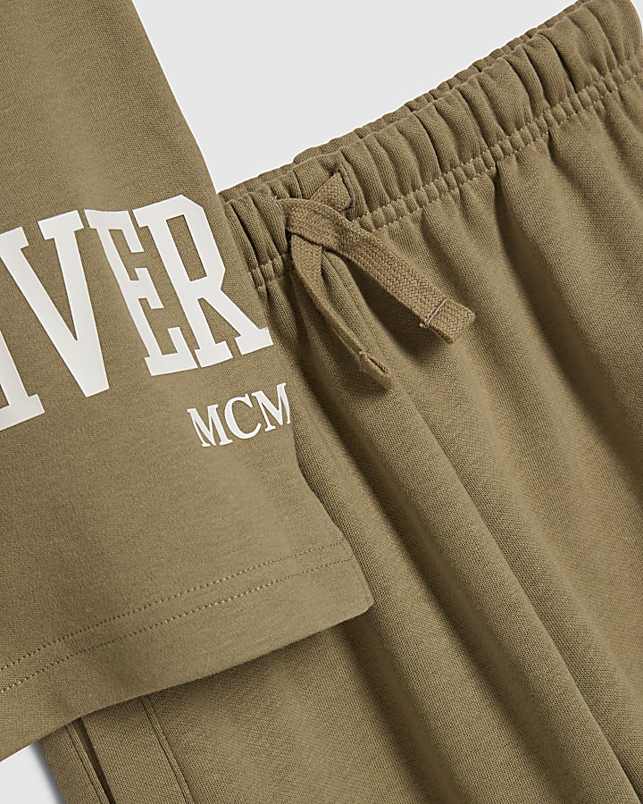 Boys Brown RI T-Shirt And Joggers Set