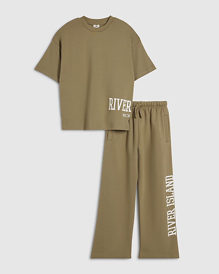 Boys Brown RI T-Shirt And Joggers Set
