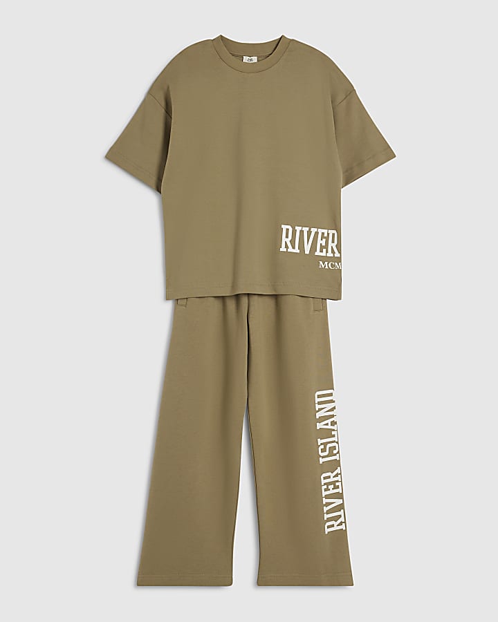 Boys Brown RI T-Shirt And Joggers Set